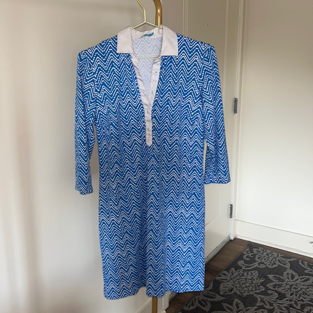 J. McLaughlin Blue Charron Elsie Shirt Dress Size Small